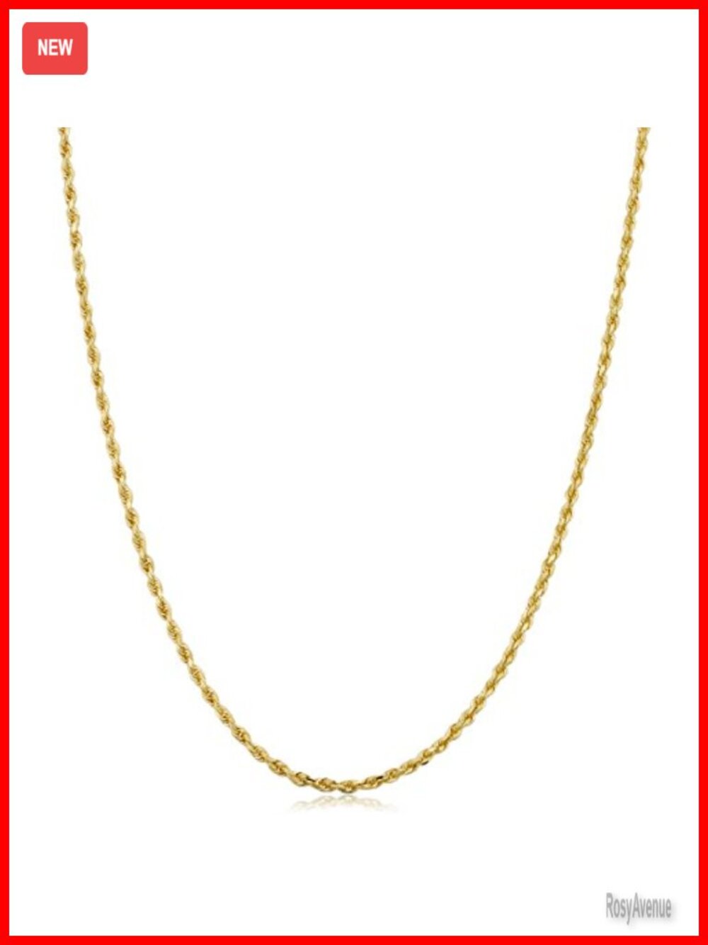 14k Yellow Gold 1.6mm Rope Chain Necklace 18" Spring Ring Clasp
